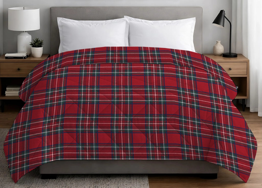Trapuntino Piumino Estivo Primaverile 100gr/mq Disegno Kilt Scozzese - Matrimoniale - Rosso