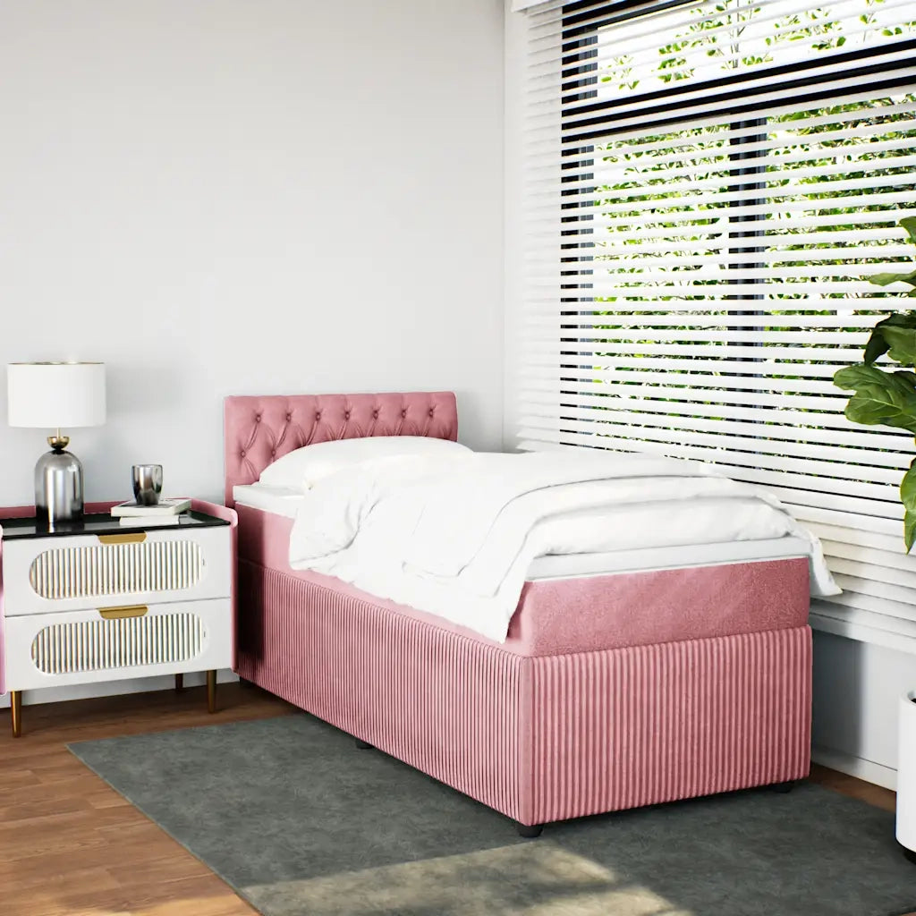 Giroletto a Molle con Materasso Rosa 90x200 cm in Velluto 3287649