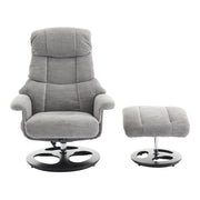 Poltrona relax con massaggio; riscaldamento; reclinazione 140° e poggiapiedi girevole 360° in chenille grigio