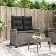 Panca Reclinabile da Giardino con Cuscini-Sgabello-Sedia da esterno Grigia in Polyrattan 490294