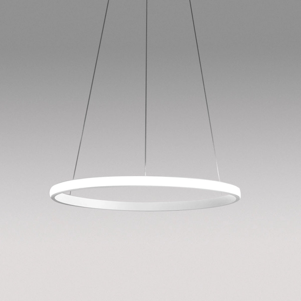 Lampada a sospensione IOLE S/1 - Struttura in alluminio bianco, LED 28W 1530lm 3000K, Dimmerabile taglio fase+push - Design Gealuce