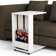 Tavolino Ausiliario con Ruote Design Moderno Mobile Letto Divano Colore Bianco