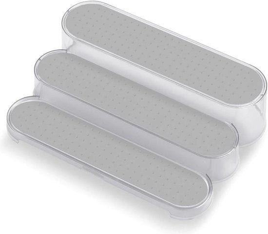 Organizzatore a 3 Livelli con Superficie Antiscivolo - Facile da Installare e da Pulire - Inerte ai BPA - Translucido