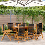 Sedie da Giardino Reclinabili 8pz Nere Legno Massello di Acacia 3214531