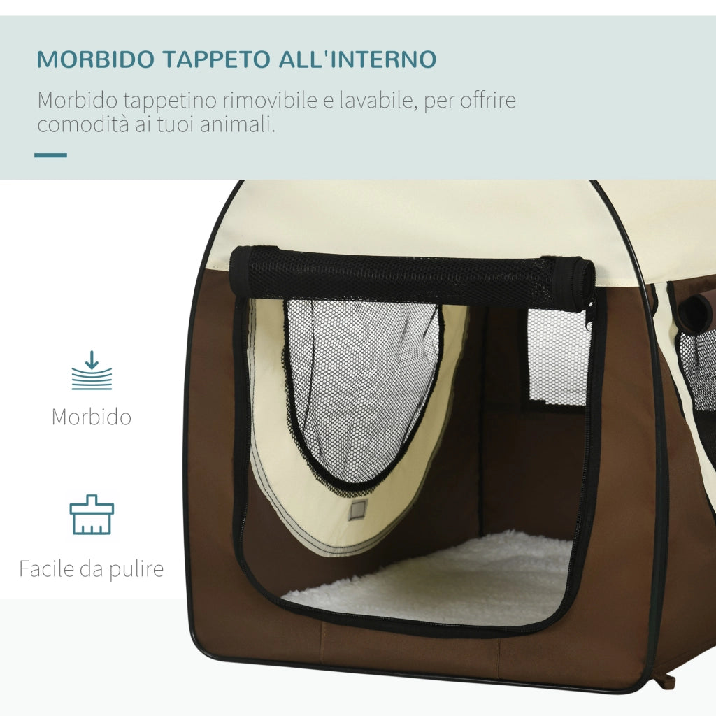 Trasportino per Animali Domestici Pieghevole ¨C Zephmum ¨C Marrone, Oxford, 70x51x59cm