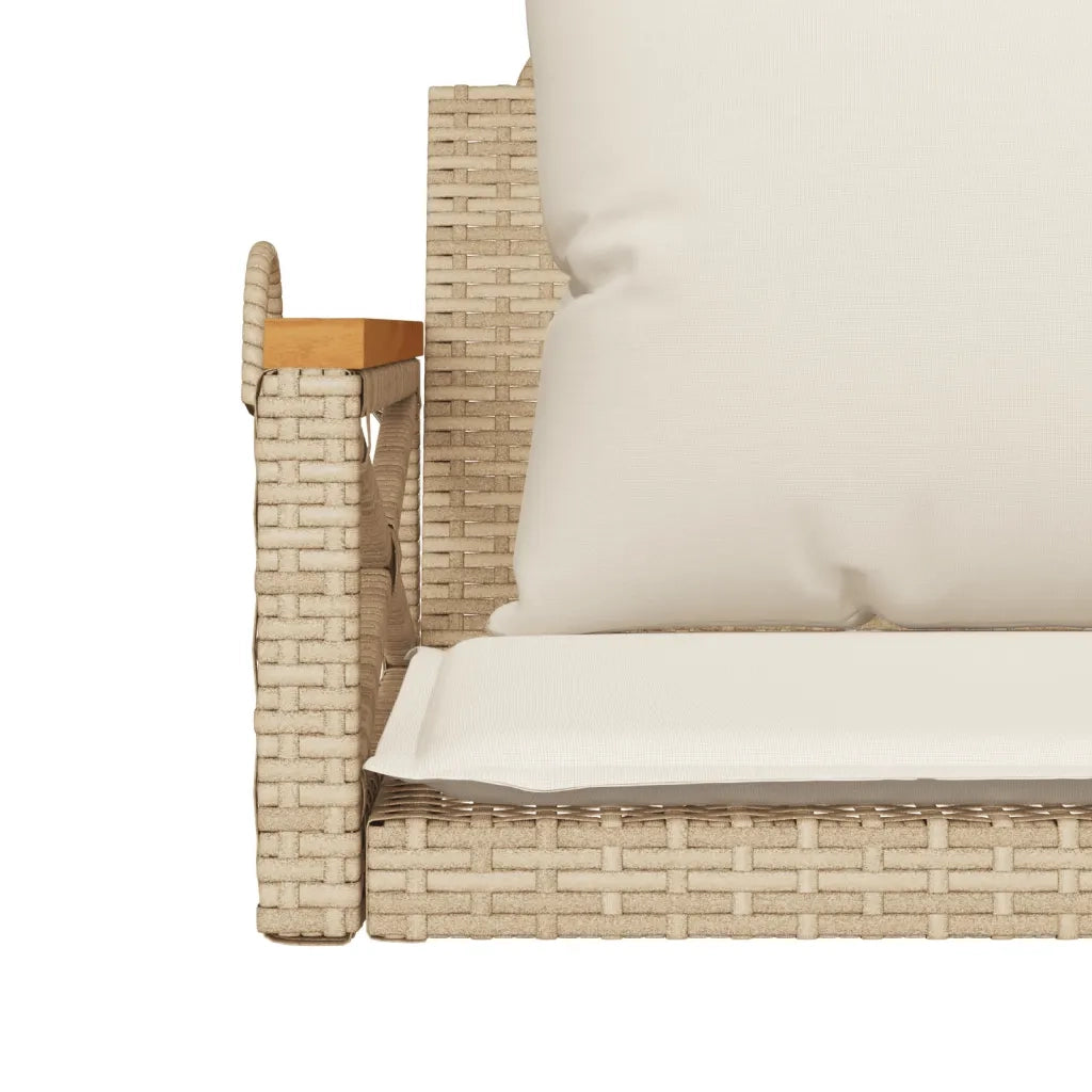 Panchina a Dondolo con Cuscini Beige 63x62x40 cm in Polyrattan 368175