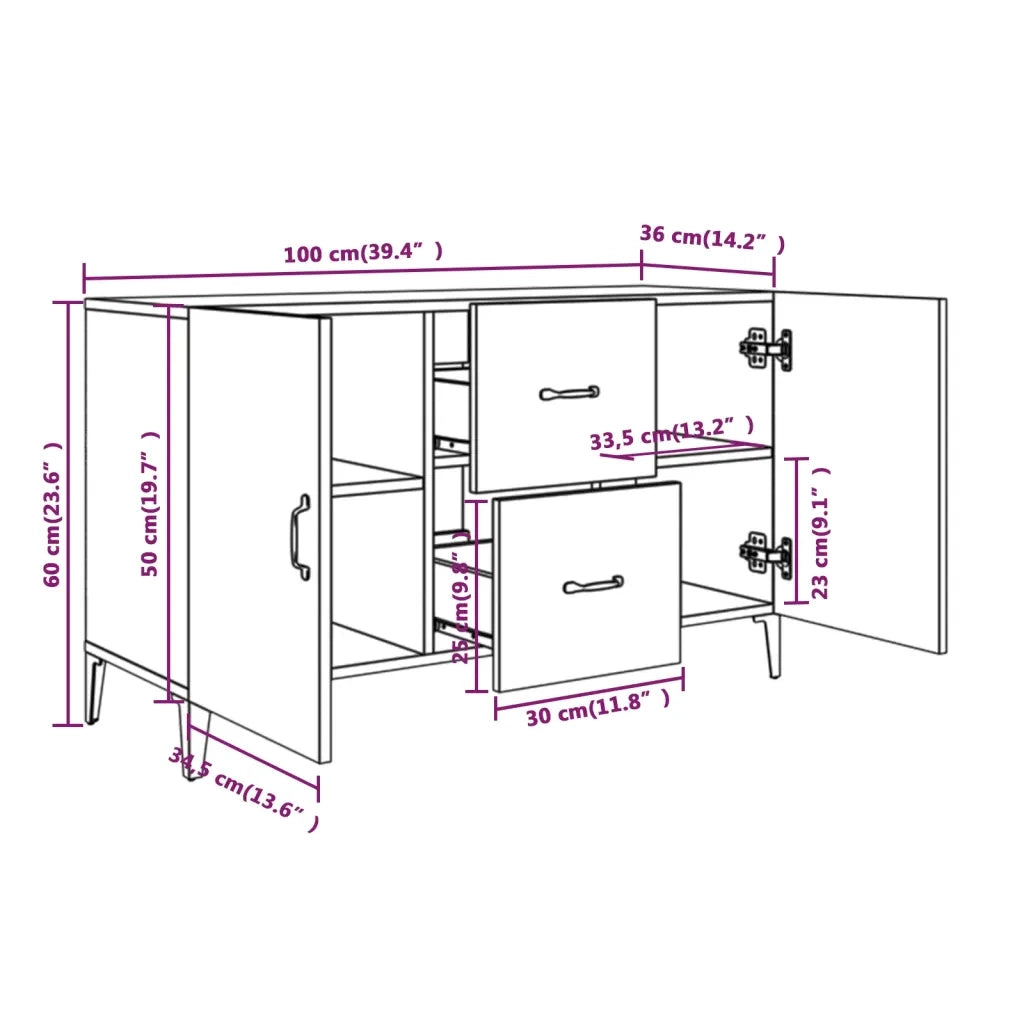 Credenza Rovere Sonoma 100x36x60 cm in Legno Multistrato 812522