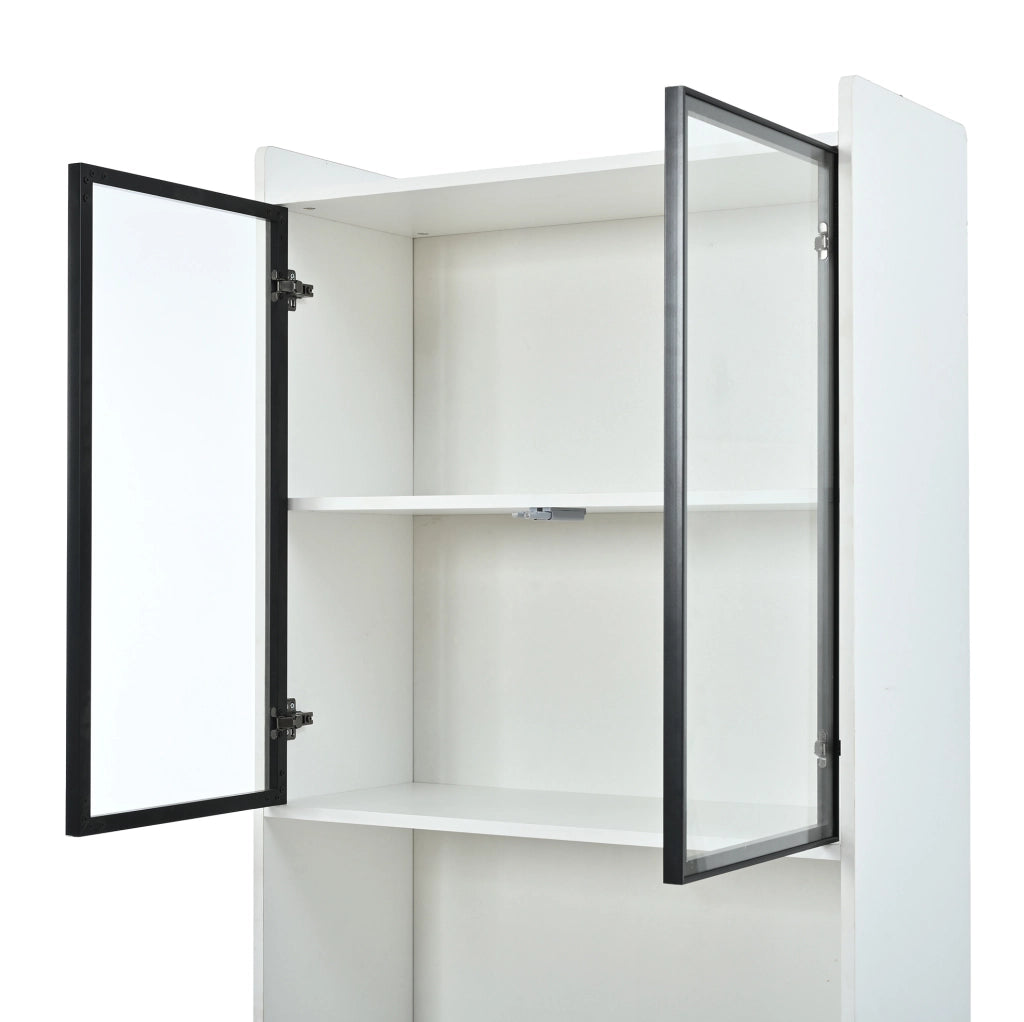 VETRINA con LED Bluetooth 80x35x200 cm Vetro Temperato Bianca