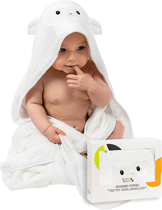 Asciugamano per Bambini con Cappuccio (incluso Asciugamano e Sacchetto per Asciugare), 100% Bambù, Assorbe molto, Materiale Leggero e Delicato, Regalo perfetto per Neonati, Bambini e Piccoli (Lam)