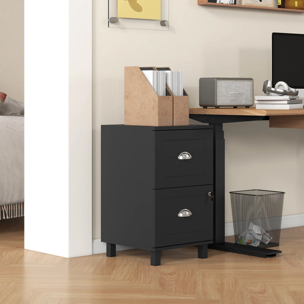 Cassettiera con 2 Cassetti ¨C zephmum ¨C Nero 40x41,5x67,5 cm