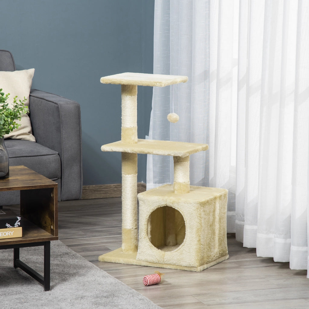 Torre per Gatti con Sisal e Piattaforme ¨C zephmum ¨C 50x30x81.5 cm Beige