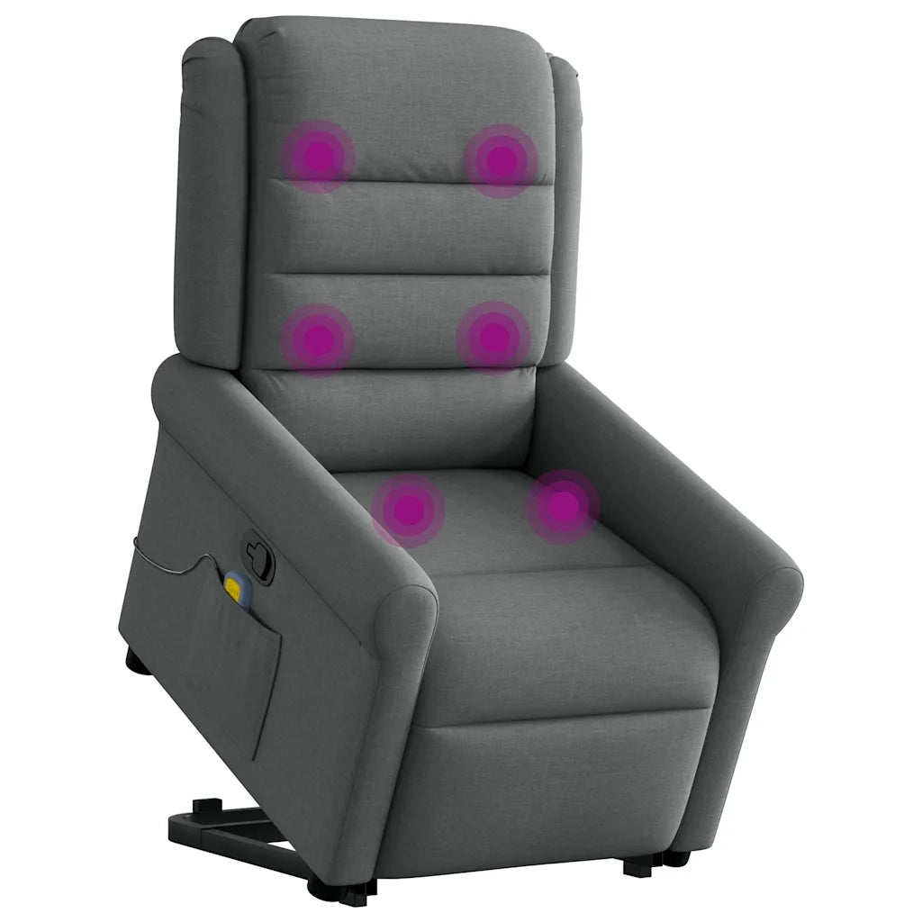 Poltrona Alzapersona Massaggi Reclinabile Grigio Scuro Tessuto 3303325