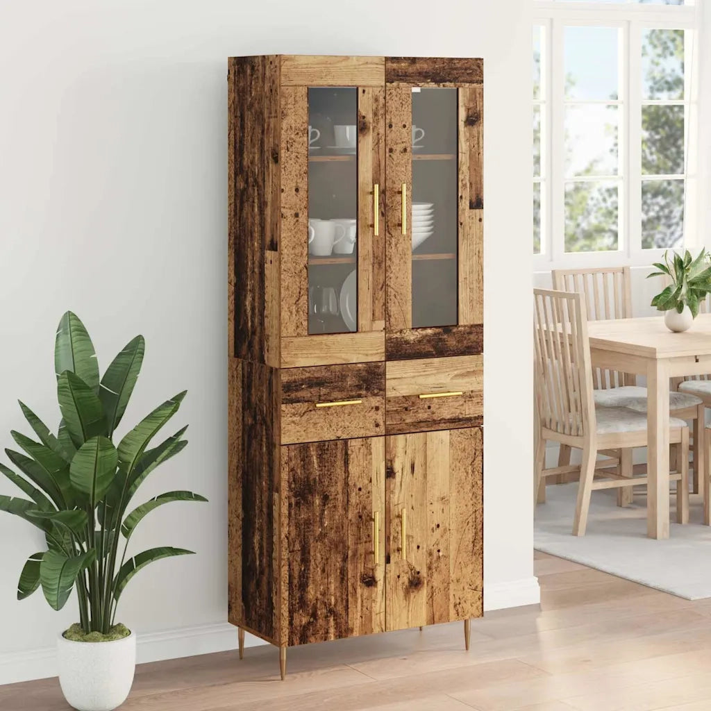 Credenza con cassetto 2 pz | Madia | Buffet da pranzo | Armadio da pranzo Legno vecchio Legno multistrato