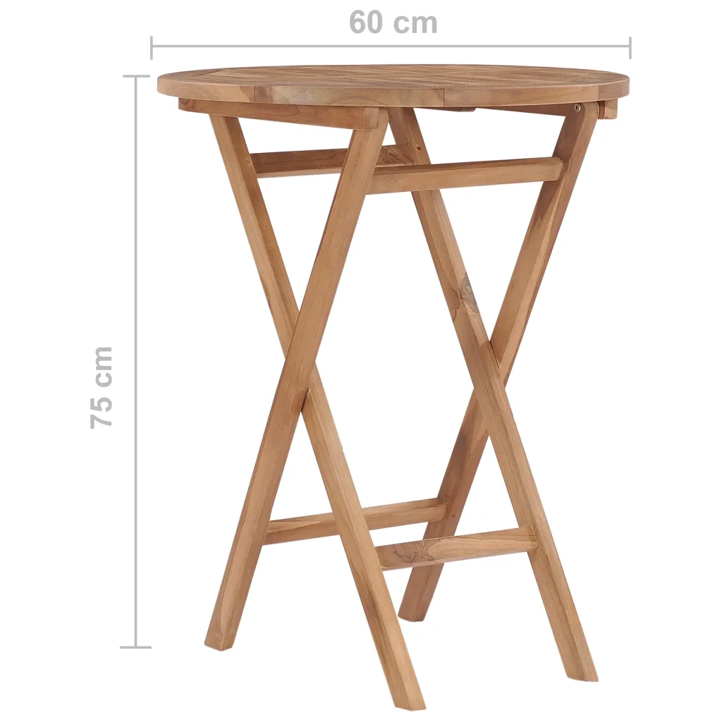 Tavolo da Giardino | Tavolino da esterno Pieghevole 60 cm in Legno Massello di Teak