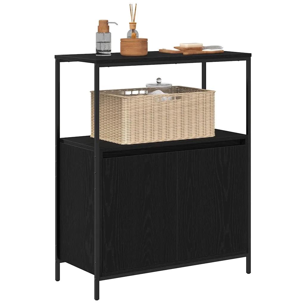 Mobile da Bagno con Ripiani Rovere Nero 76,5x35x95 cm 861917