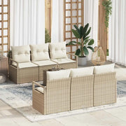 Set Divano da Giardino 7 pcs Beige e Crema polyrattan