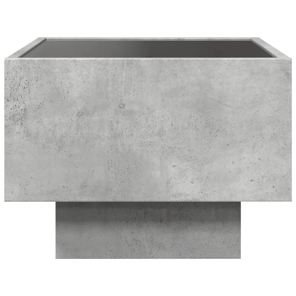 Comodino | Armadio da Notte | Mobiletto da notte con LED Infinity Grigio Cemento 40x40x30 cm