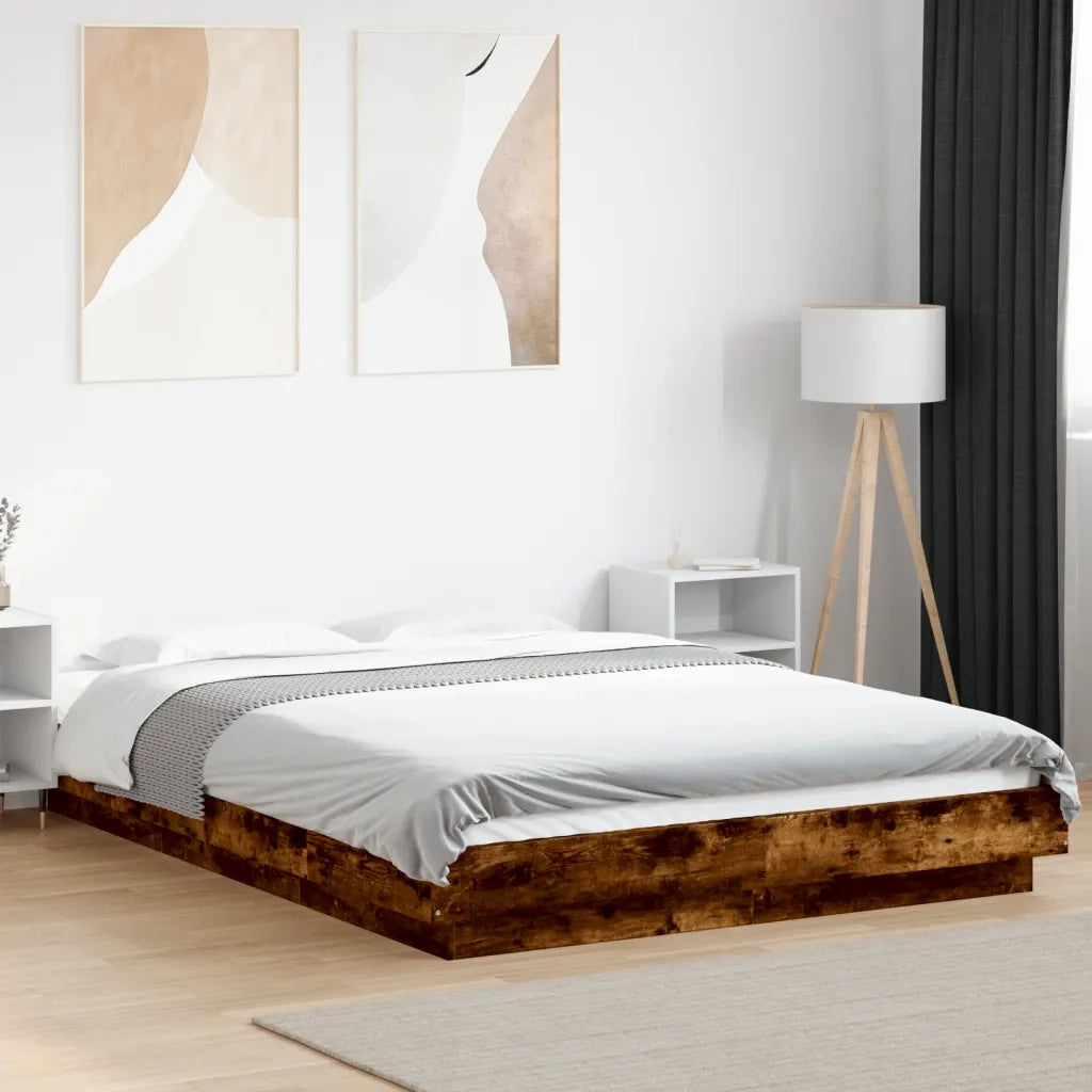 Giroletto con Luci LED Rovere Fumo 120x190 cm Legno Multistrato 3281144