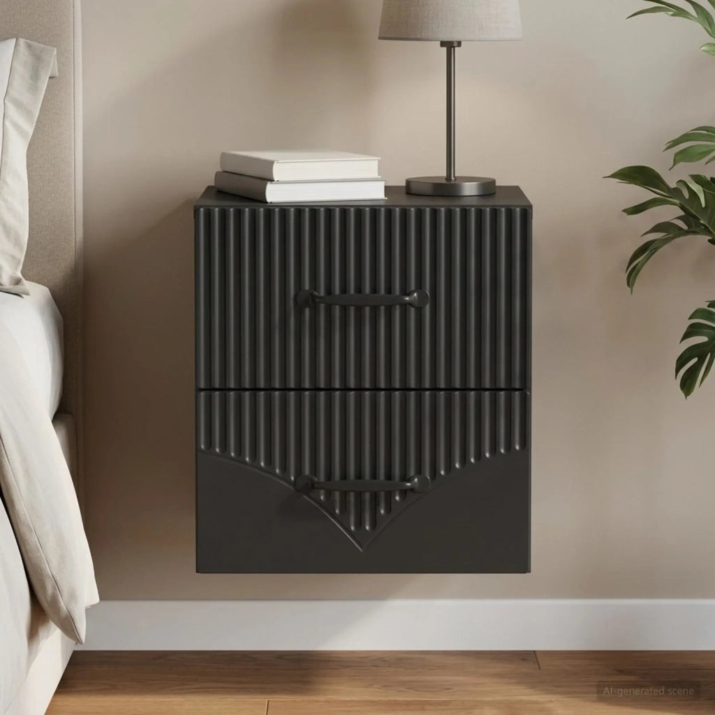 Mobiletto da notte a muro con cassetto Nero 34,5 x 33 x 40 cm 898977