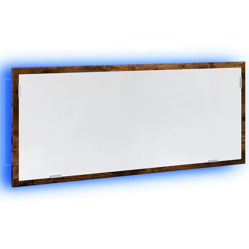 Specchio Bagno LED Rovere Fumo 100x8,5x37cm Legno Multistrato 856272