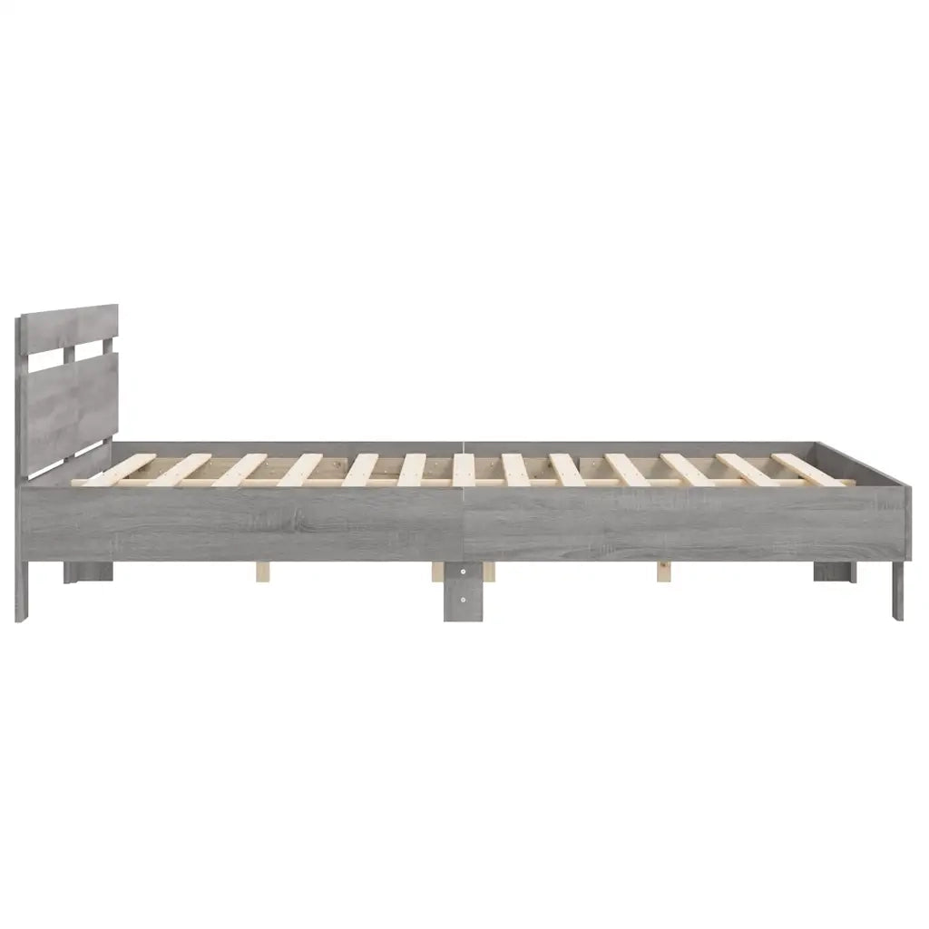 Giroletto Testiera-Struttura Letto Grigio Sonoma 180x200 cm Legno Multistrato 177788