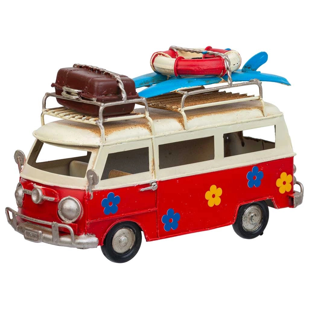 Autobus in metallo rosso 17x7,5x10,5h