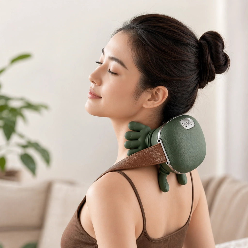 Massaggiatore Per Collo Cervicale e Spalle 4D Shiatsu Con Calore Senza Fili USB