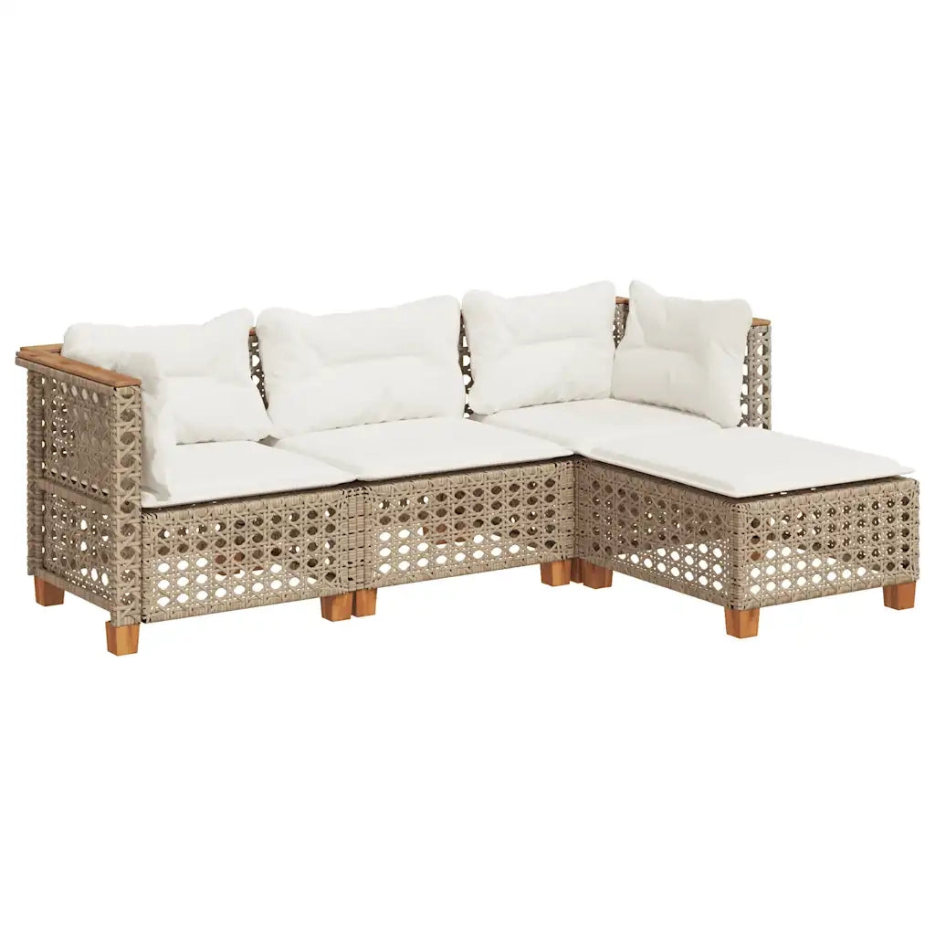 Set Divano da Giardino 4 pz con Cuscini Beige in Polyrattan 3261784