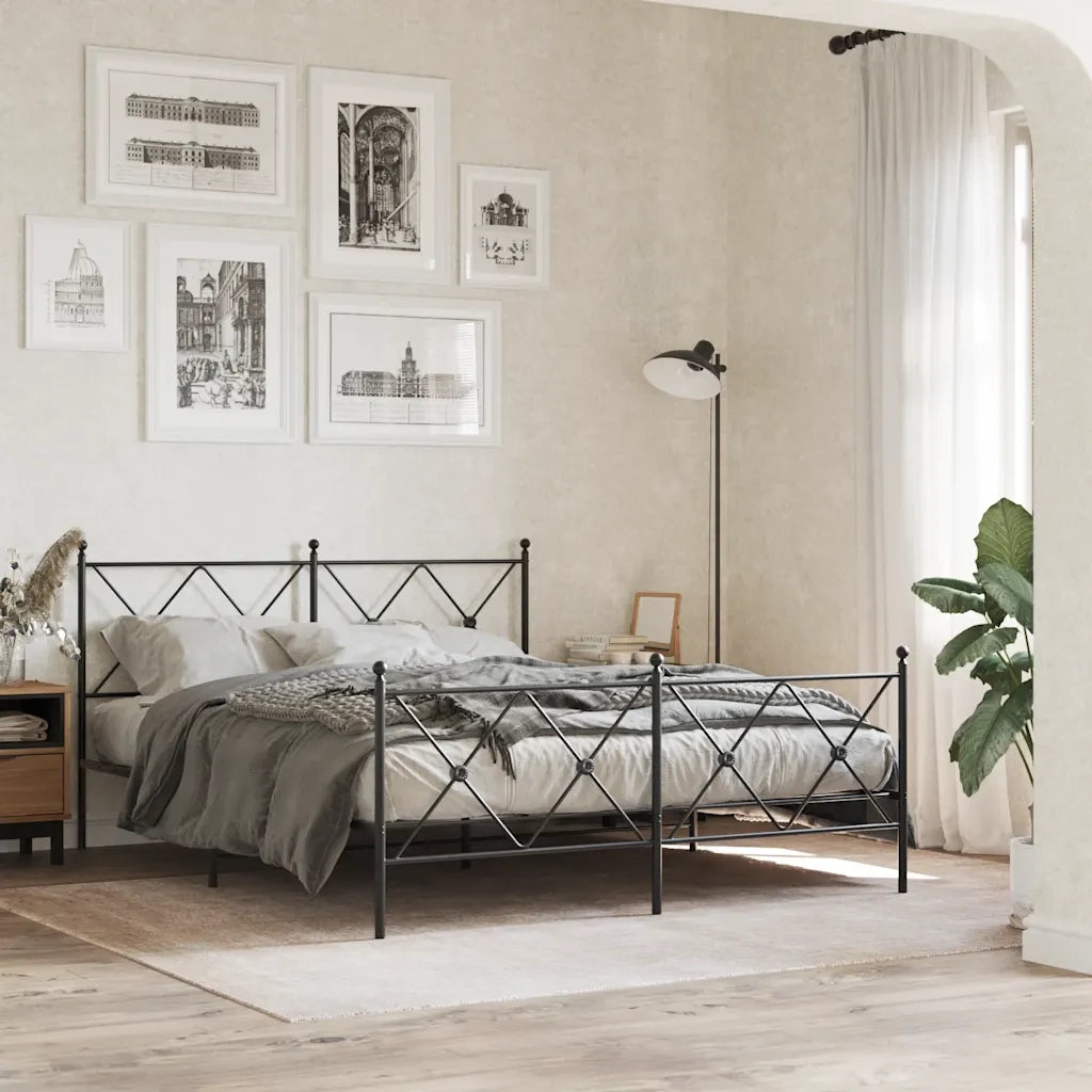 Testiera di Ricambio in Metallo Nero 160 cm 376537