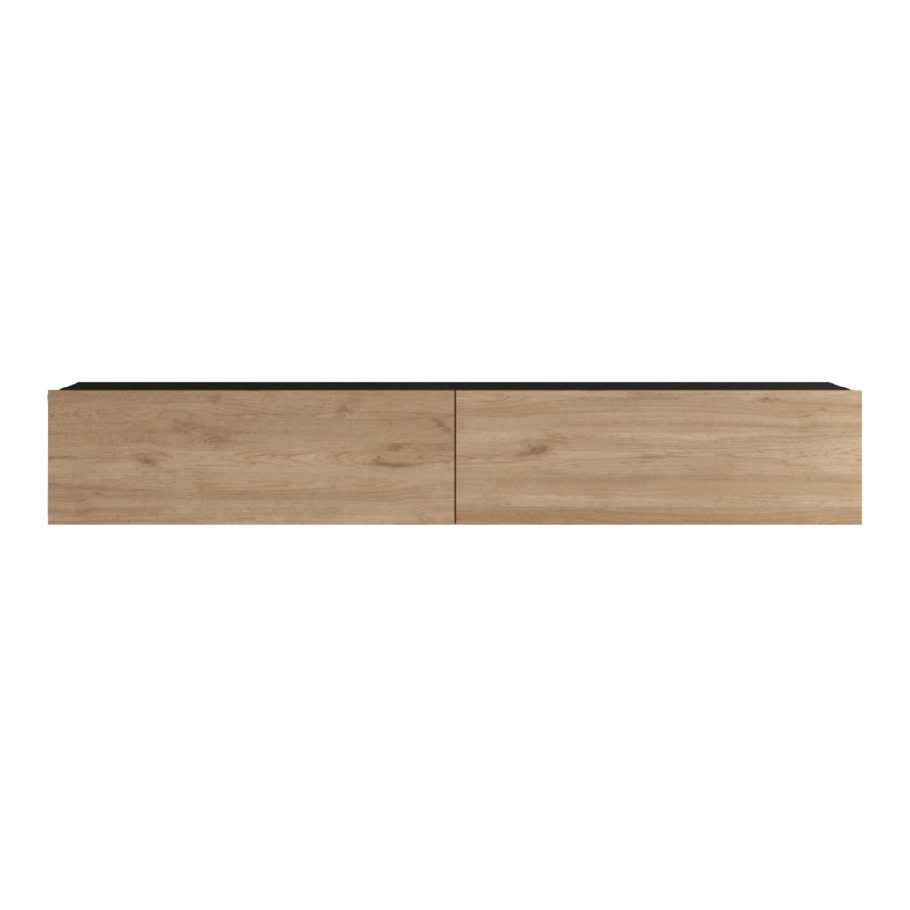 Mobile Porta TV Lapinlahti con 2 Ante a Ribalta Consolle da Parete 180 cm Nero / Effetto Rovere [en.casa]