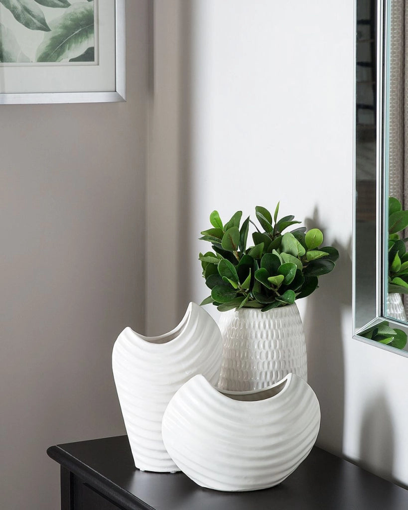 Vaso da Tavolo Decorativo gres porcellanato Bianca 25 cm stile moderno boho esterno interno