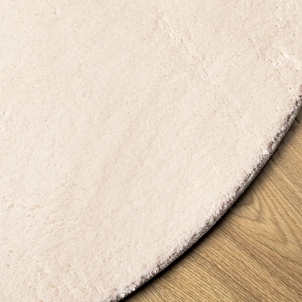 Tappeto a Pelo Corto HUARTE Morbido e Lavabile Beige Ø 80 cm 375027