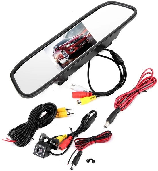 Retrovisore monitor 4,3 pollici - HD Automonitor - Camera acqua resistente - Visibilità notturna - IP68 - Schermo LCD a cristalli liquidi