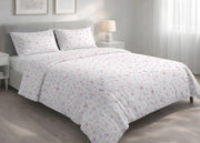 Sacco Copripiumino In 100% Cotone Made Italy Disegno Primavera - Singolo - Rosa