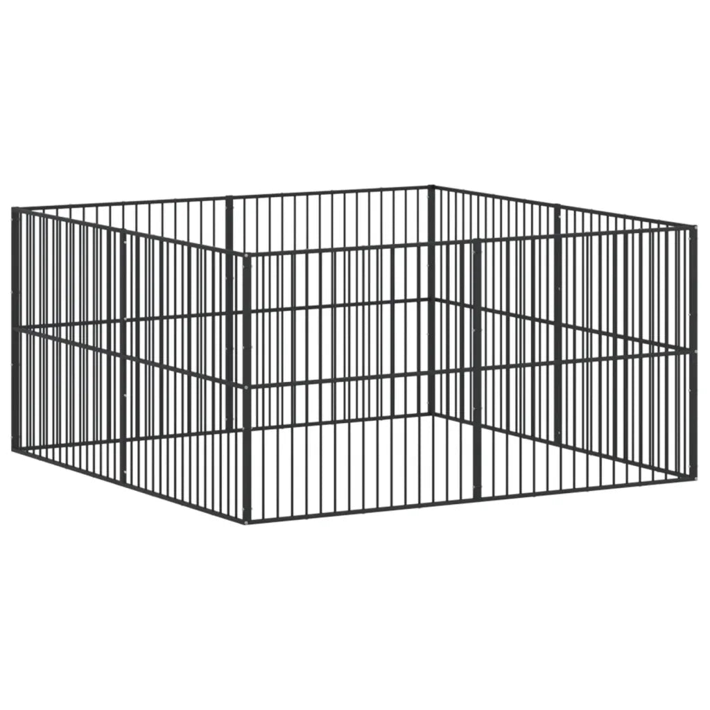 Box per Cani 8 Pannelli Nero Acciaio Zincato CFW7265685