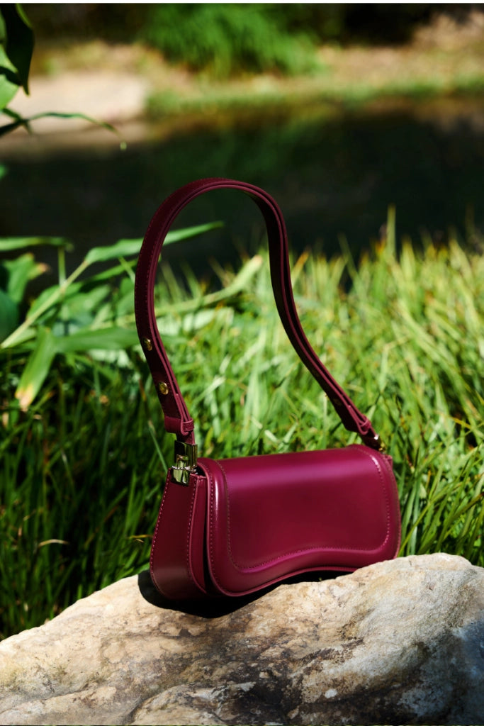 Borsa a tracolla da donna in vera pelle, colore rosso