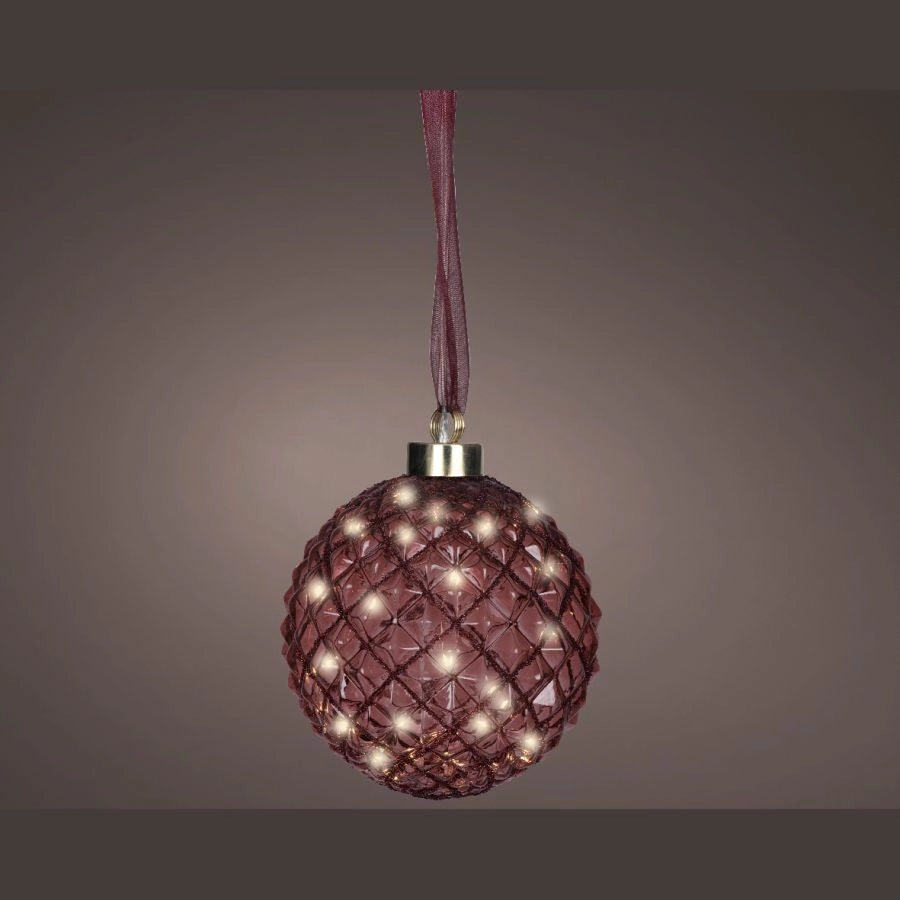 SFERA LUMINOSA MARRONE CON LED BIANCO CALDO DIAMETRO 20 CM DECO NATALIZA DA APP