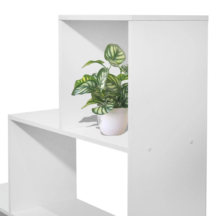 Libreria a scala 145x145x29 cm in legno bianco opaco