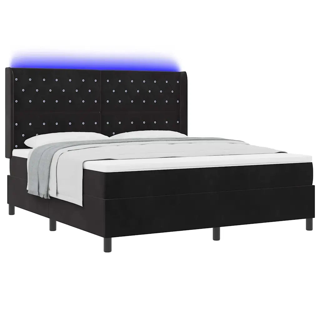 Letto con Box Springs LED e Materasso Nero 180 x 200 cm Velluto 3343828