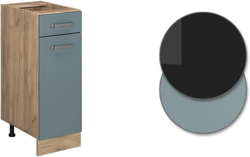 Mobiletto base per cucina R-Line, Grigio-blu, 30 cm senza piano di lavoro, per la libera combinazione all'interno di sistemi cucina modulari