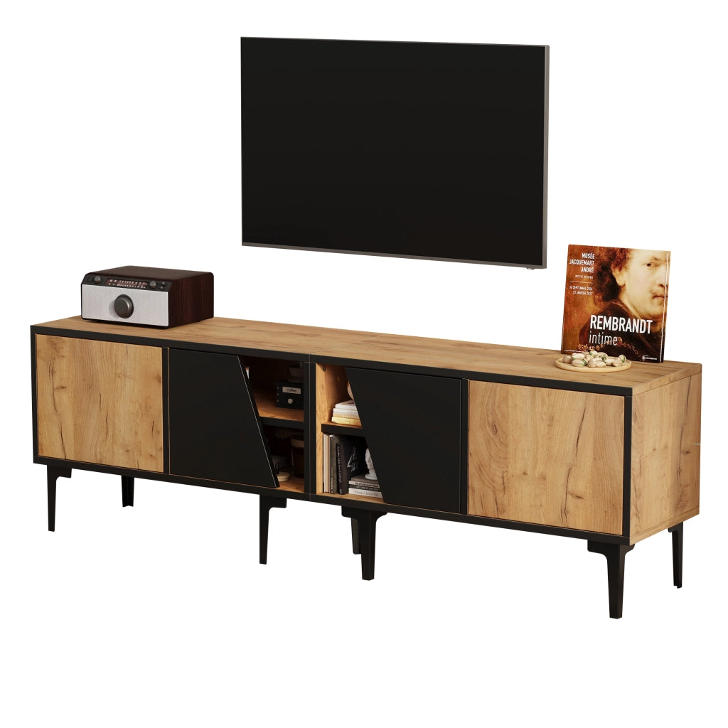 Mobile porta tv 160 cm per tv 65 pollici con scomparti aperti e chiusi