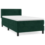 Letto singolo | Letto per adulti | Giroletto a Molle con Materasso Verde Scuro 90x190 cm Velluto
