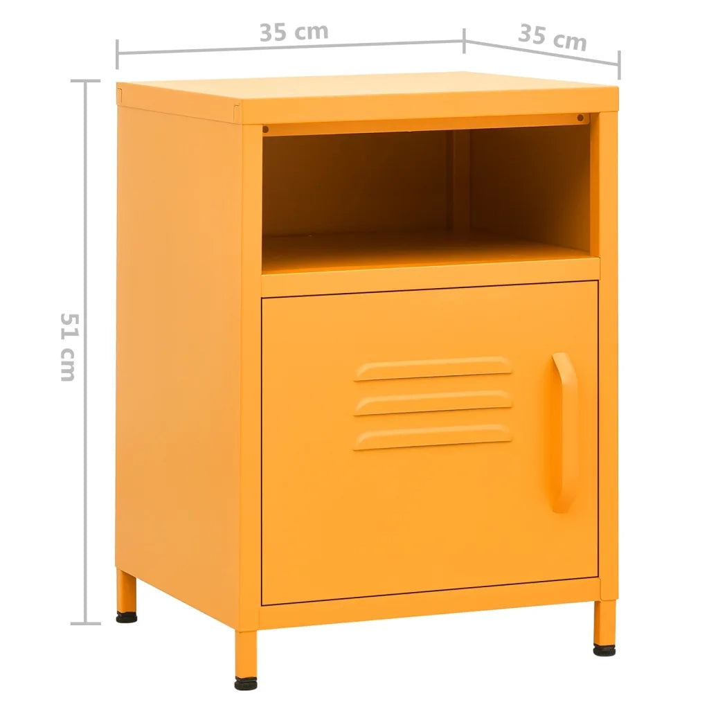 Comodino Giallo Senape 35x35x51 cm in Acciaio 336218