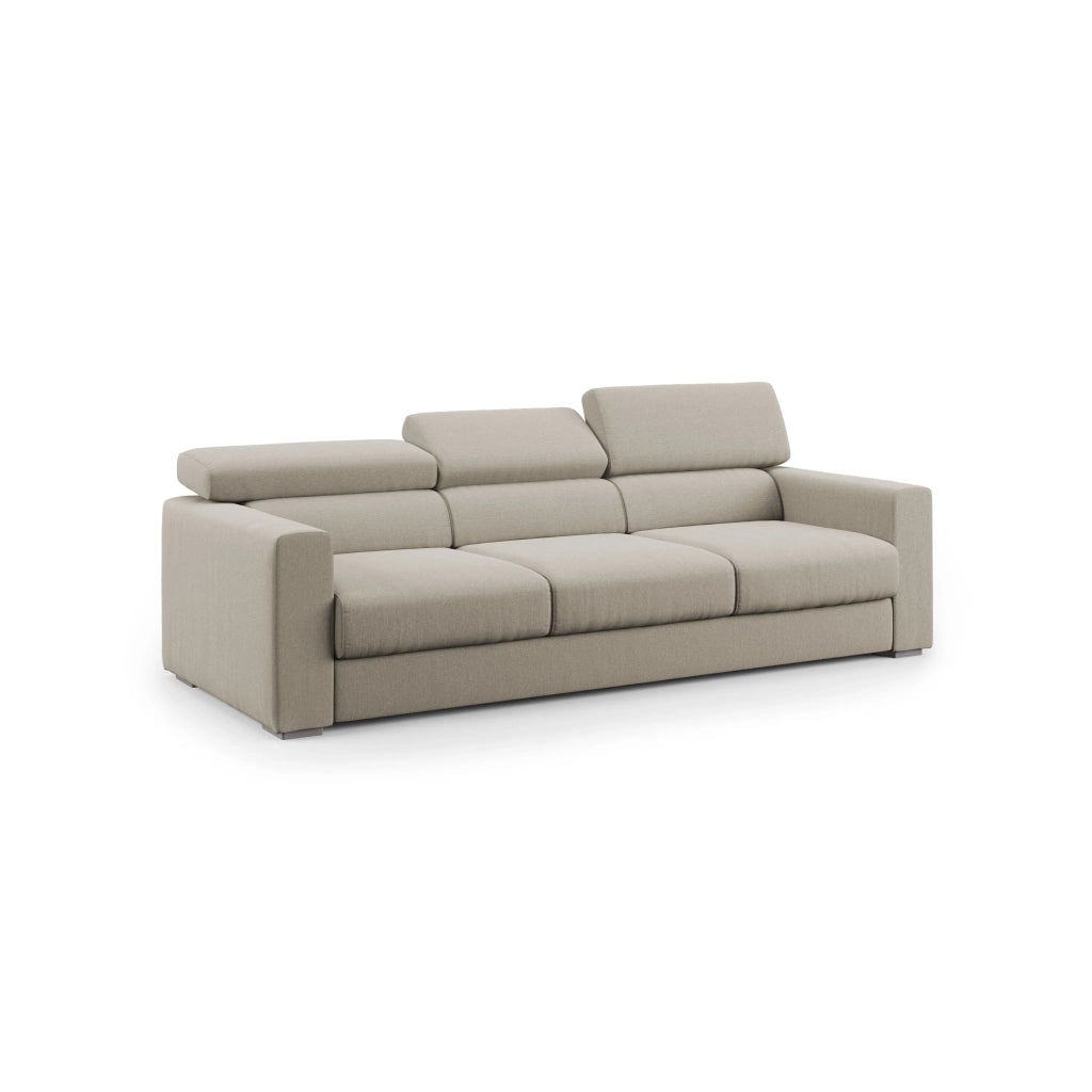 Dylan Divano a 3 sedute con estraibile a cassettone in tessuto simil cotone impermeabile T13 240 cm panna