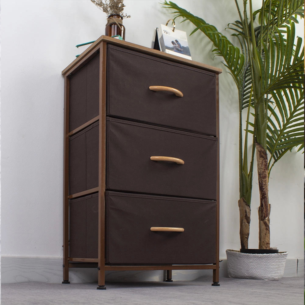 Mobile Cassettiera 3 Cassetti Metallo Legno e Tessuto 46x30 H 75cm Casa Ufficio