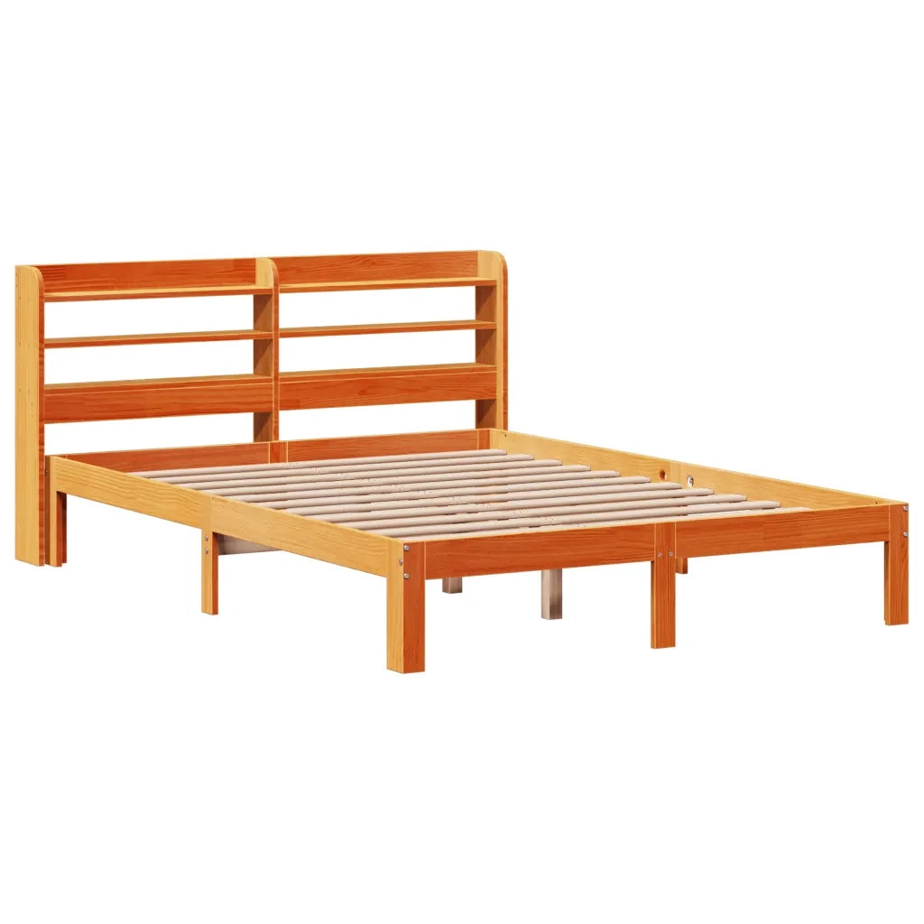 Letto matrimoniale | Letto per adulti | Letto senza Materasso Marrone Cera 135x190 cm in Legno di Pino