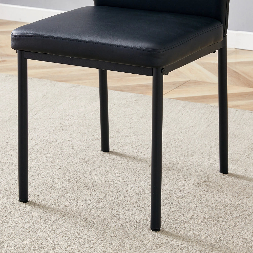 Set 4 Sedie da Pranzo in Similpelle Nera con Gambe in Metallo ¨C MINIMAL ¨C Design Moderno