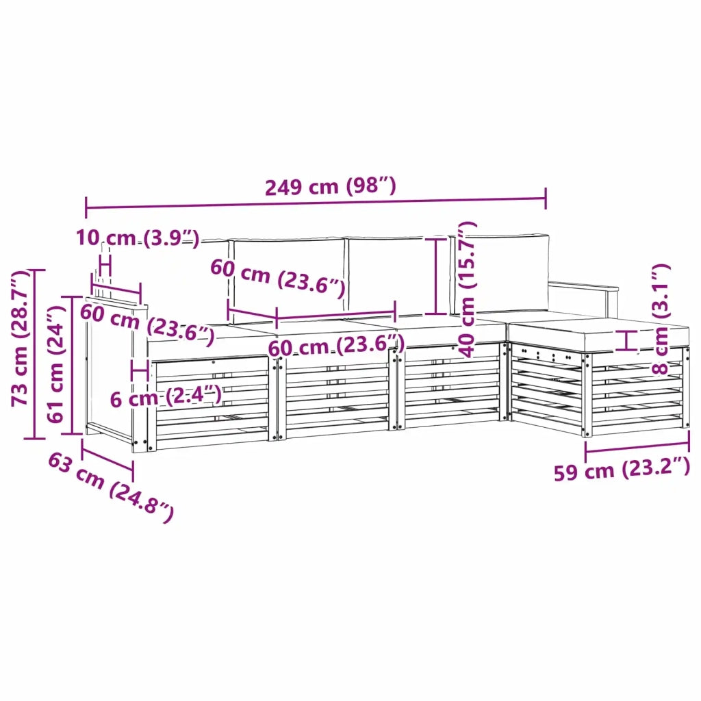 Set di divani da esterno 5 pz Naturale e Grigio Chiaro 3384232