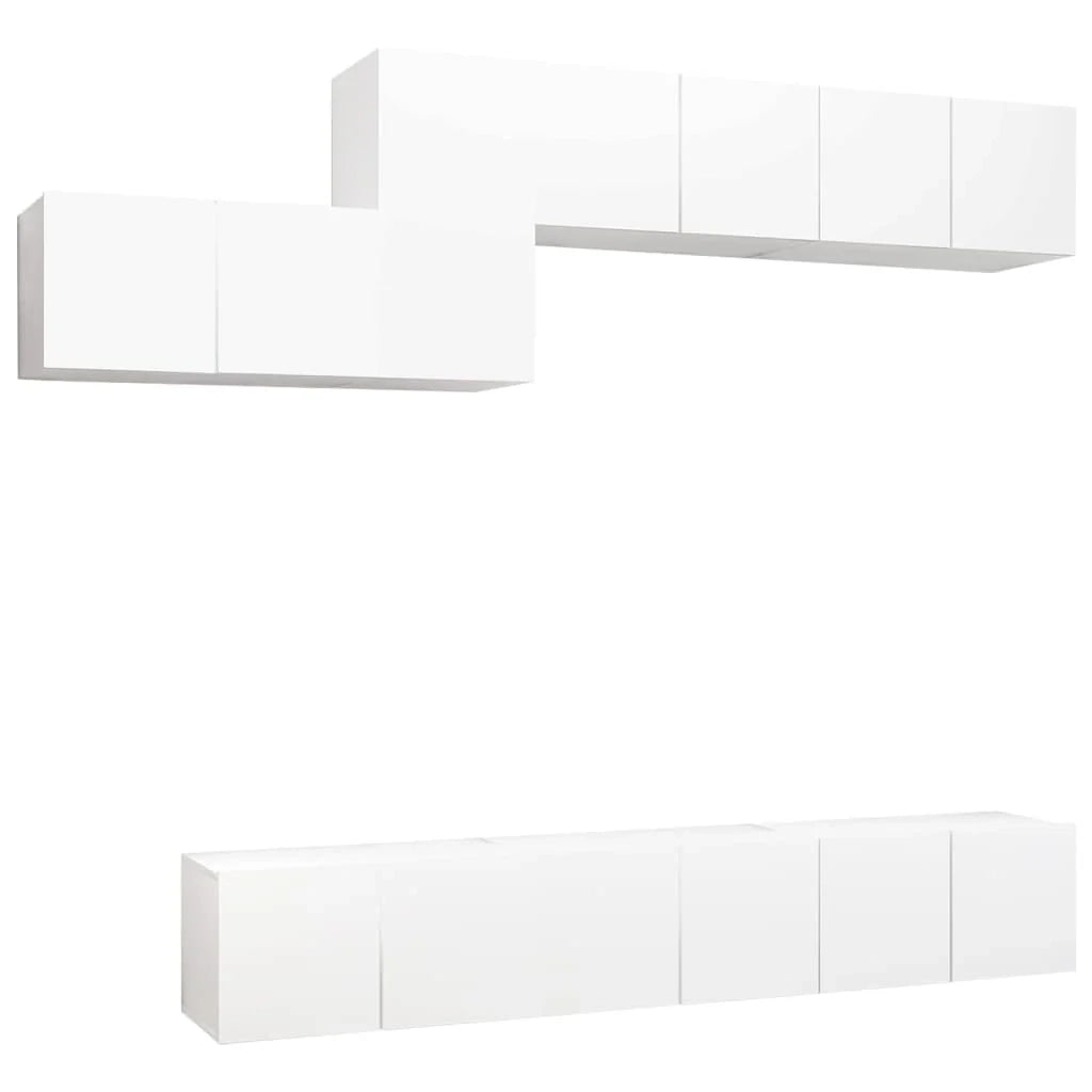Set di mobili da 7 pezzi tra cui armadio credenza mobile TV televisore per soggiorno camera da letto salotto legno ingegnerizzato bianco 02_0025151