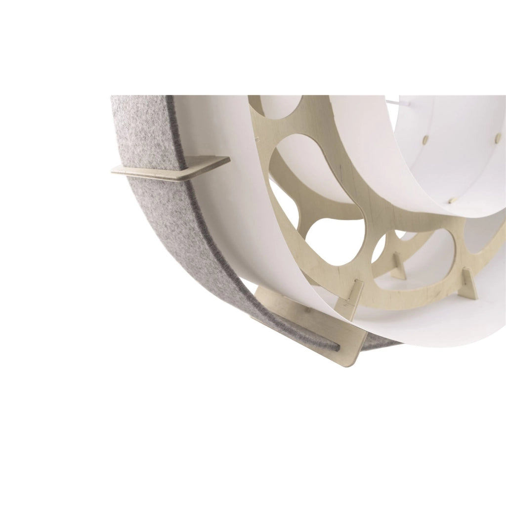 Lampada a sospensione Lux in feltro grigio e legno